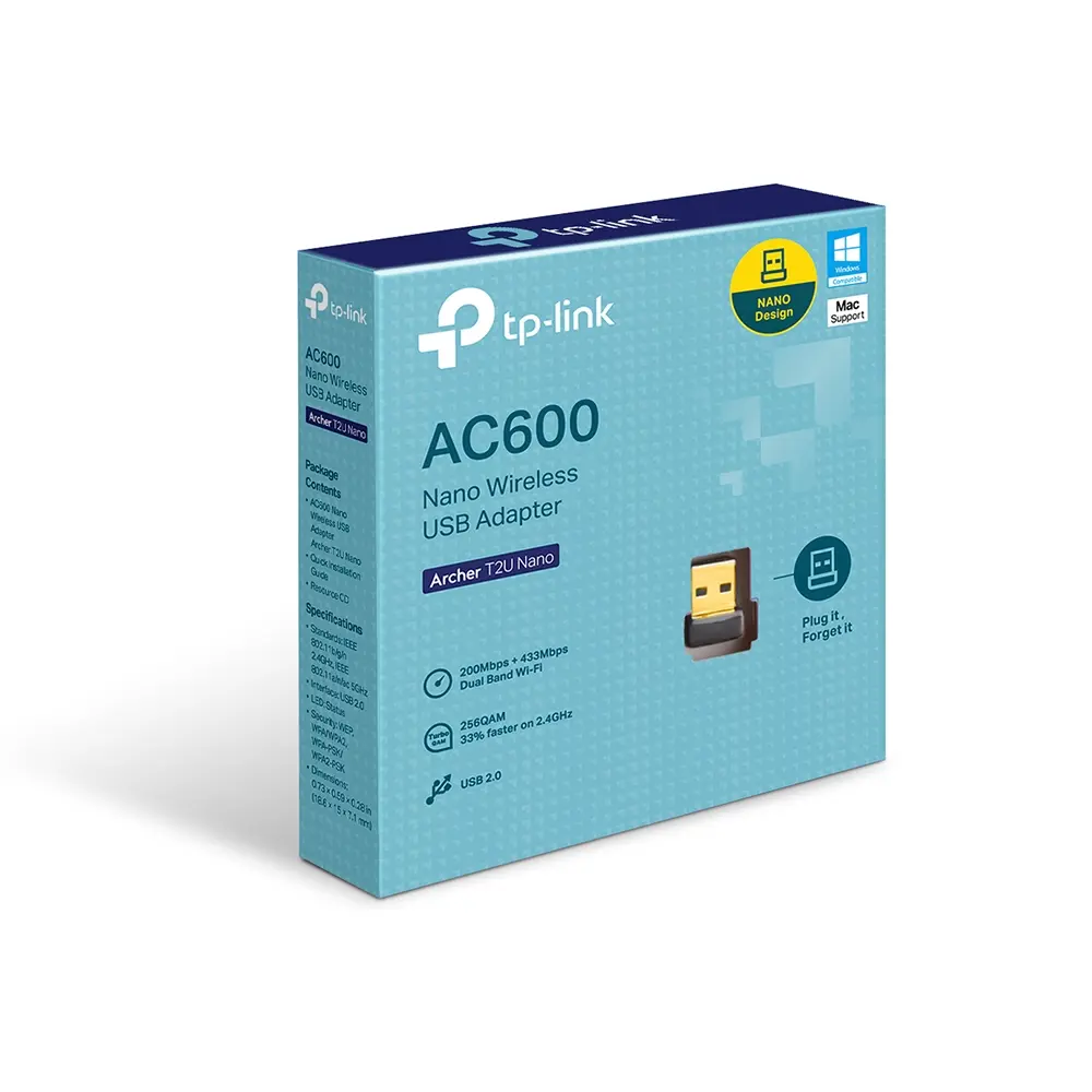 TP-Link Archer T2U Nano - Adaptador USB Wireless Nano AC600