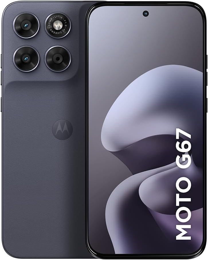 Smartphone Motorola Moto G67 5G 128GB 4GB RAM + 8GB RAM Boost, câmera 50MP Sony LYTIA 600, tela 1.5K Extreme AMOLED 120Hz, Chumbo